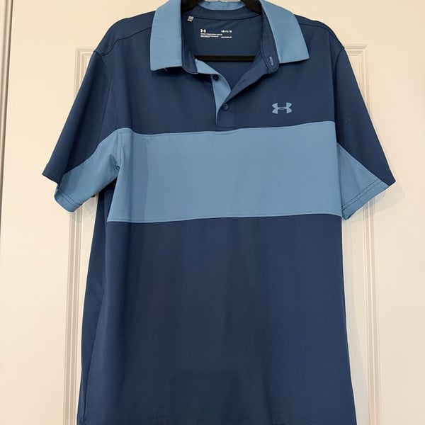 Under Armour HeatGear Polo Shirt Size Large Blue Colorblock Golf