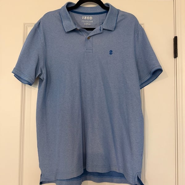 IZOD Advantage Performance Polo Shirt Size L Blue Stretch