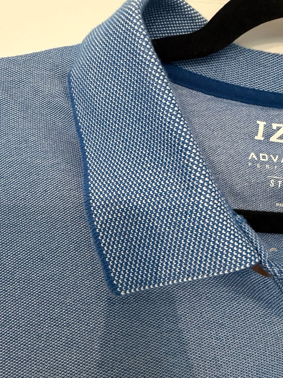 IZOD Advantage Performance Polo Shirt Size L Blue Stretch 4