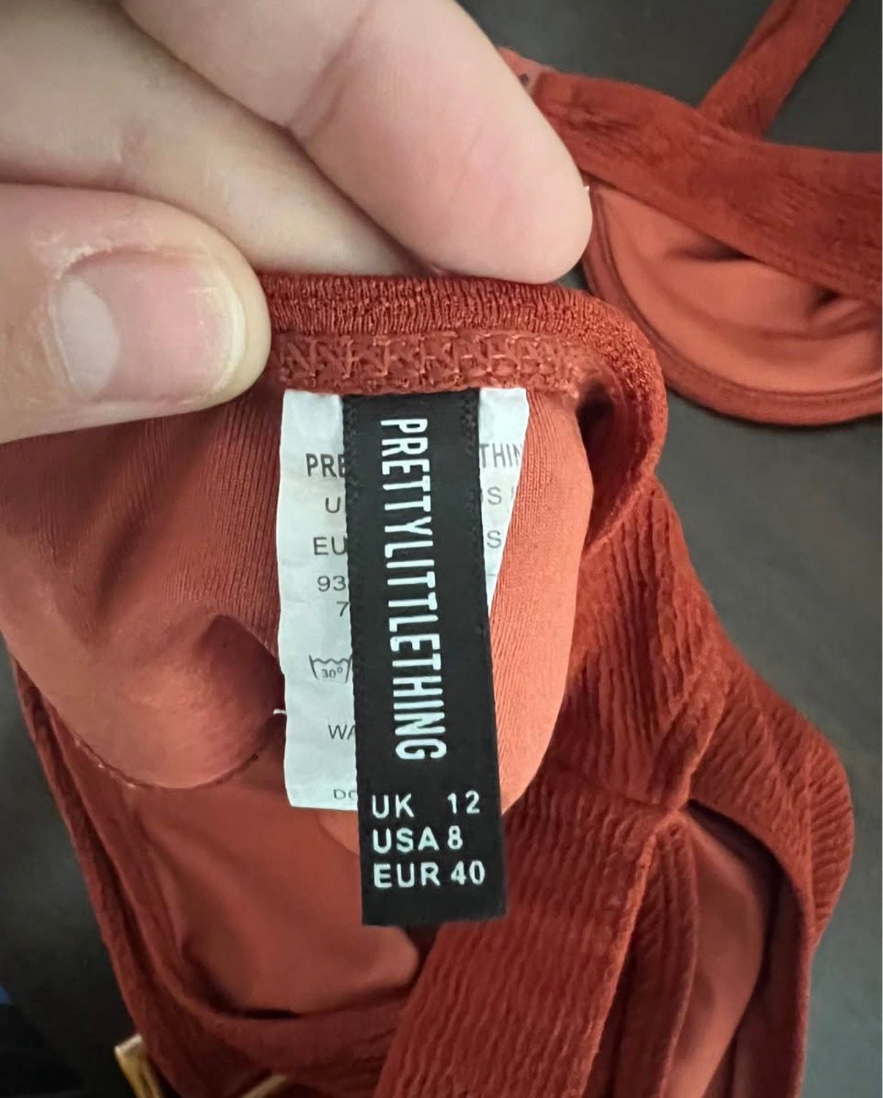 PrettyLittleThing Mini Crinkle Underwire Bikini Set Size 8 Rust 7