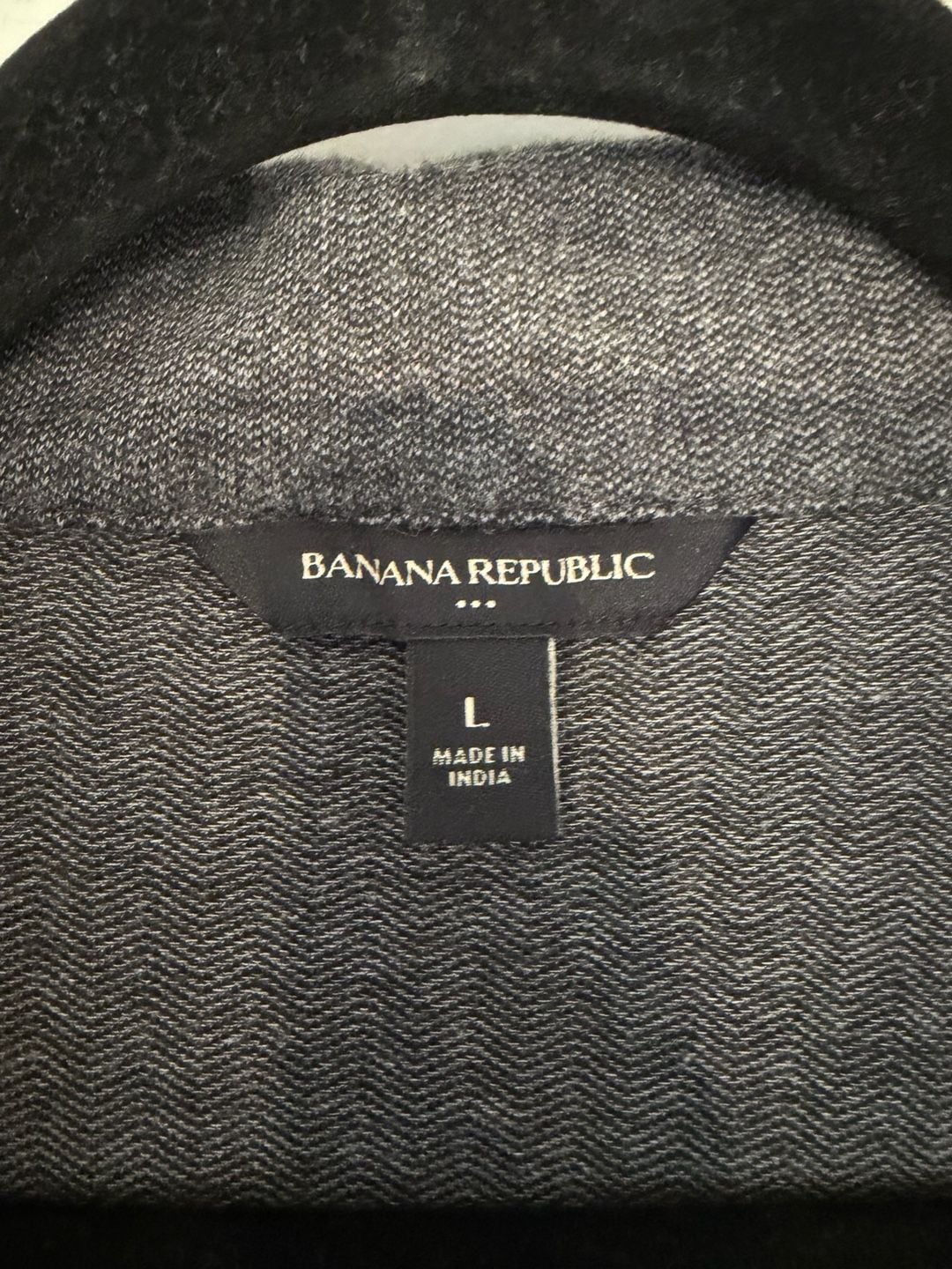 Banana Republic Knit Shirt Size L Gray Long Sleeve Pocket Button-Up 3