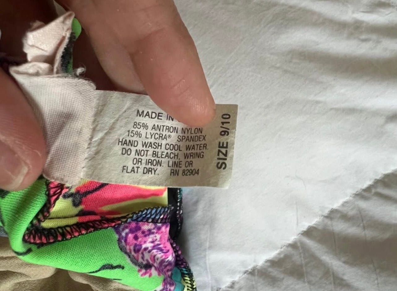 Activa Vintage Floral One-Piece Swimsuit Size 9/10 Neon 80s 6
