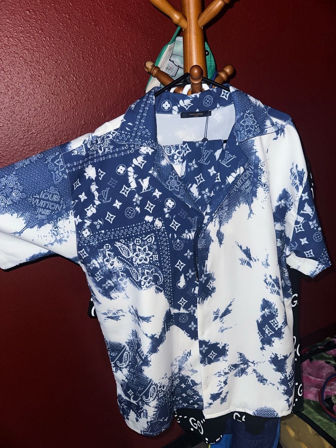 Louis Vuitton Bandana Monogram Short Sleeve Shirt Blue 2