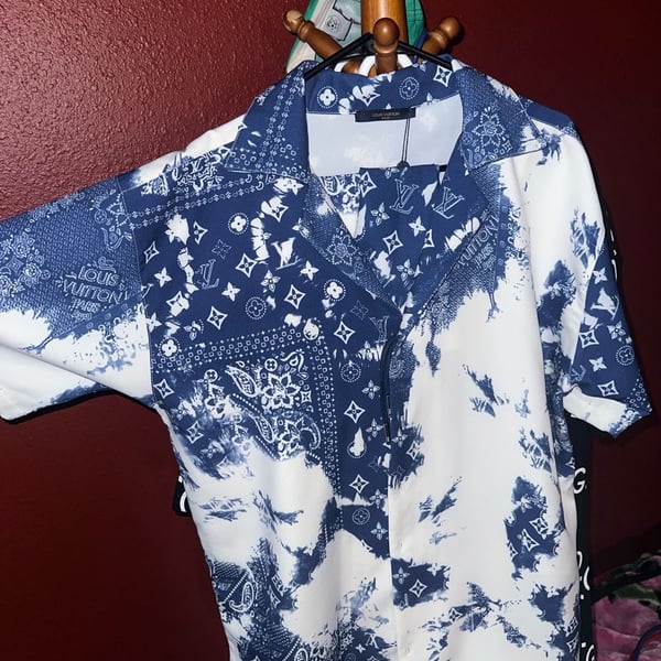 Louis Vuitton Bandana Monogram Short Sleeve Shirt Blue