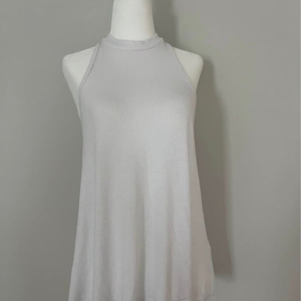 Free People Tank Top Size S.P White Ribbed High Neck