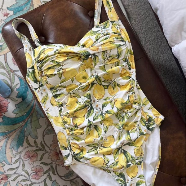 Niptuck Swim Eva Lemons One-Piece Swimsuit Size US 6 Yellow Print