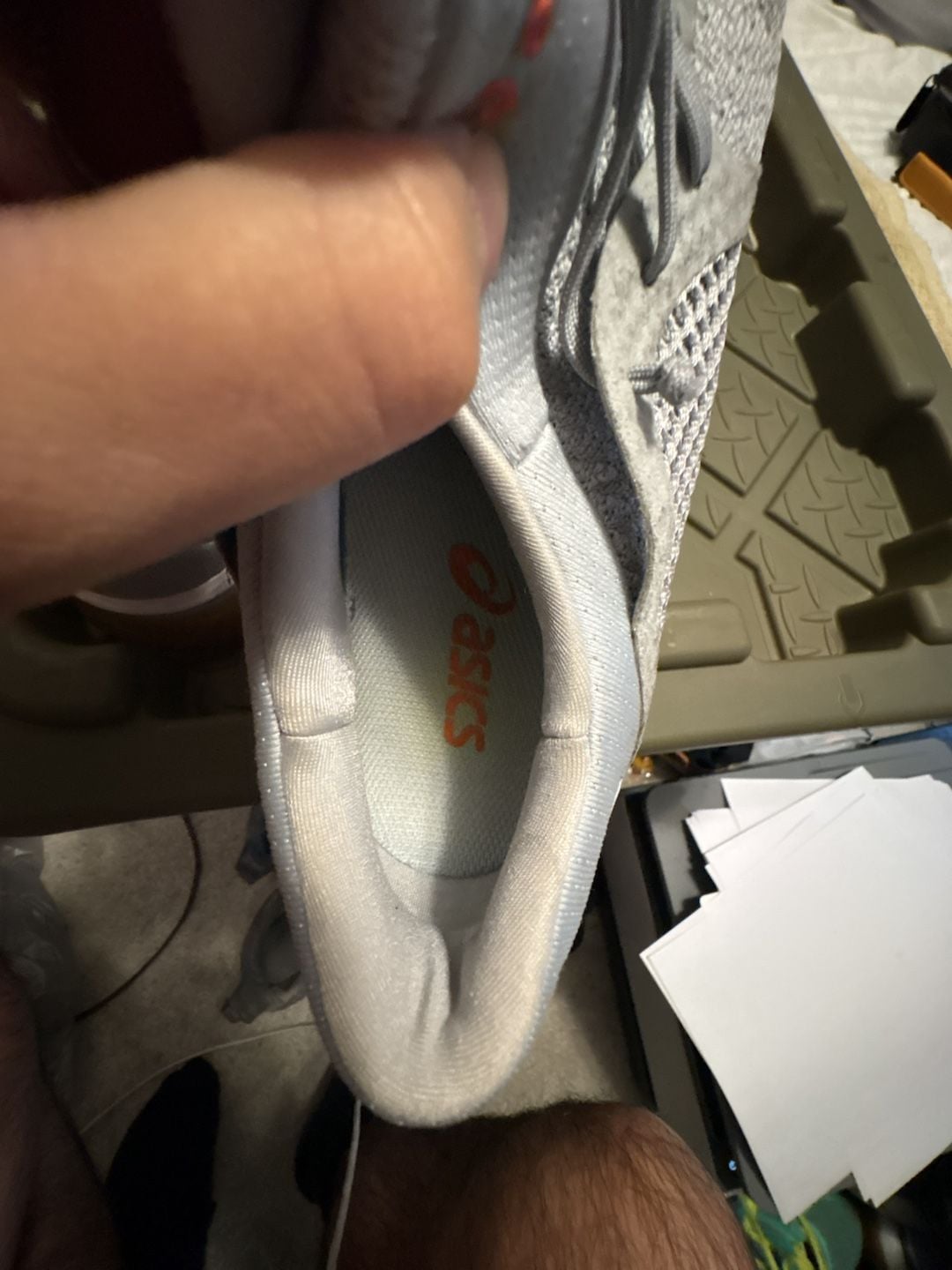 ASICS Gel-Kenun Knit Running Shoes Grey Orange 7
