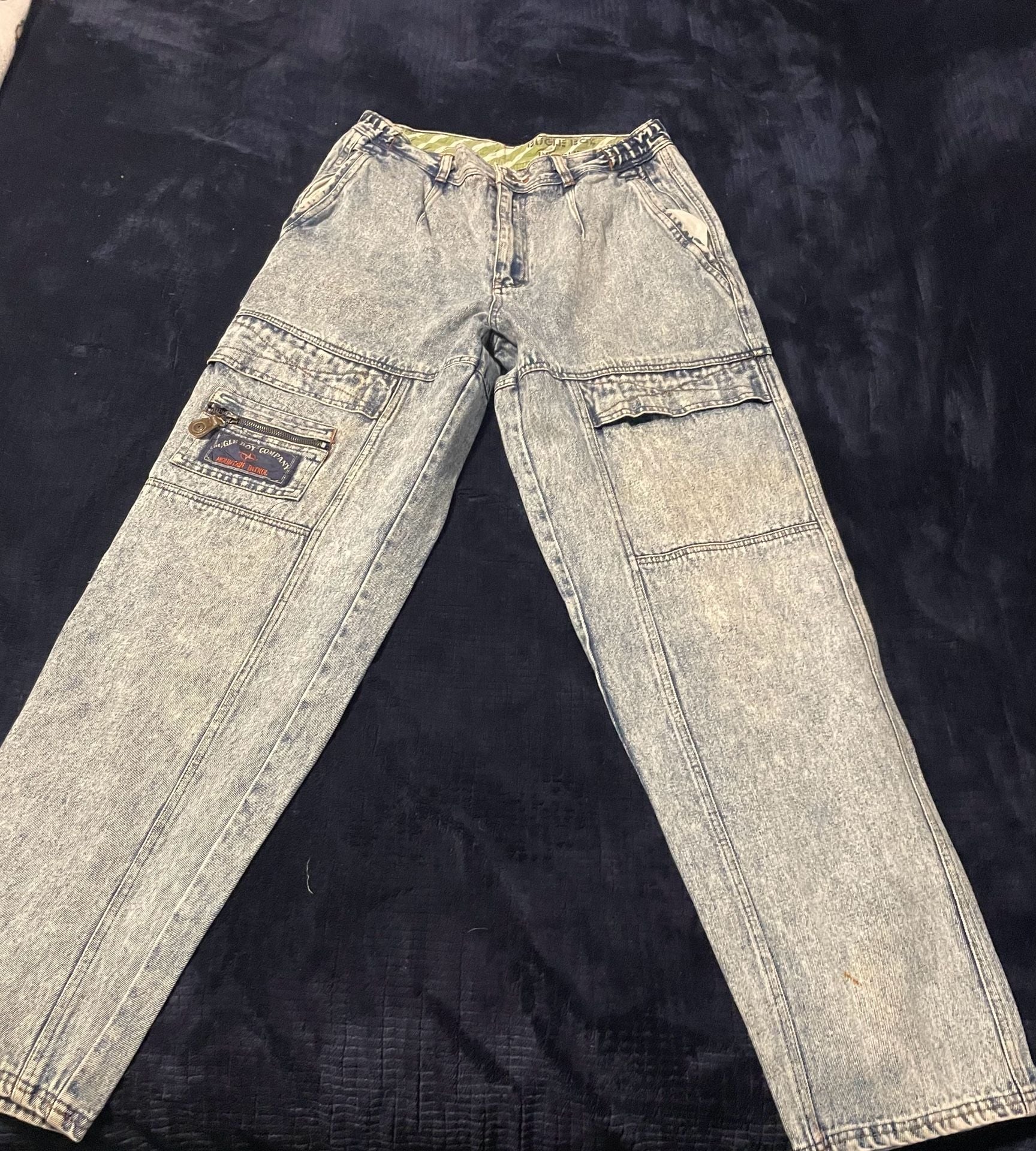 Bugle Boy Mountain Patrol Cargo Jeans Size 33L Acid Wash 3