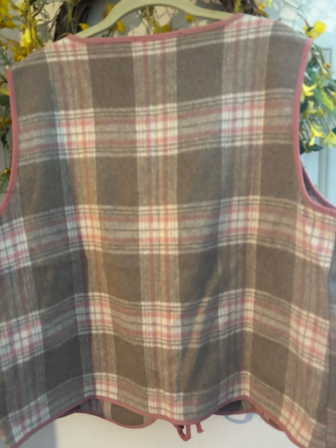 Haptics Rosewood Plaid Vest Size 1X Brown Pink 5