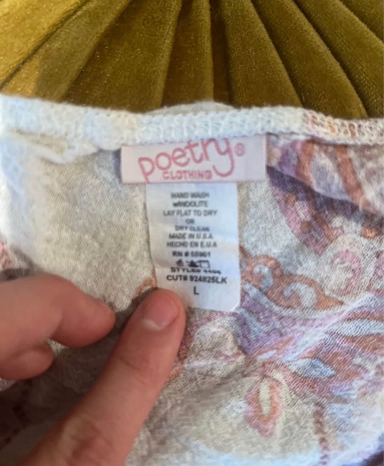 Poetry Clothing Camisole Size L Pink Paisley Lace Trim Cami 6