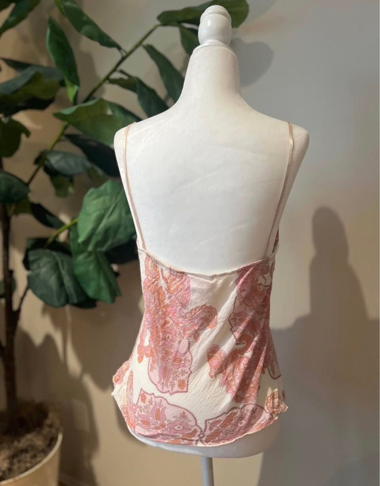 Poetry Clothing Camisole Size L Pink Paisley Lace Trim Cami 7