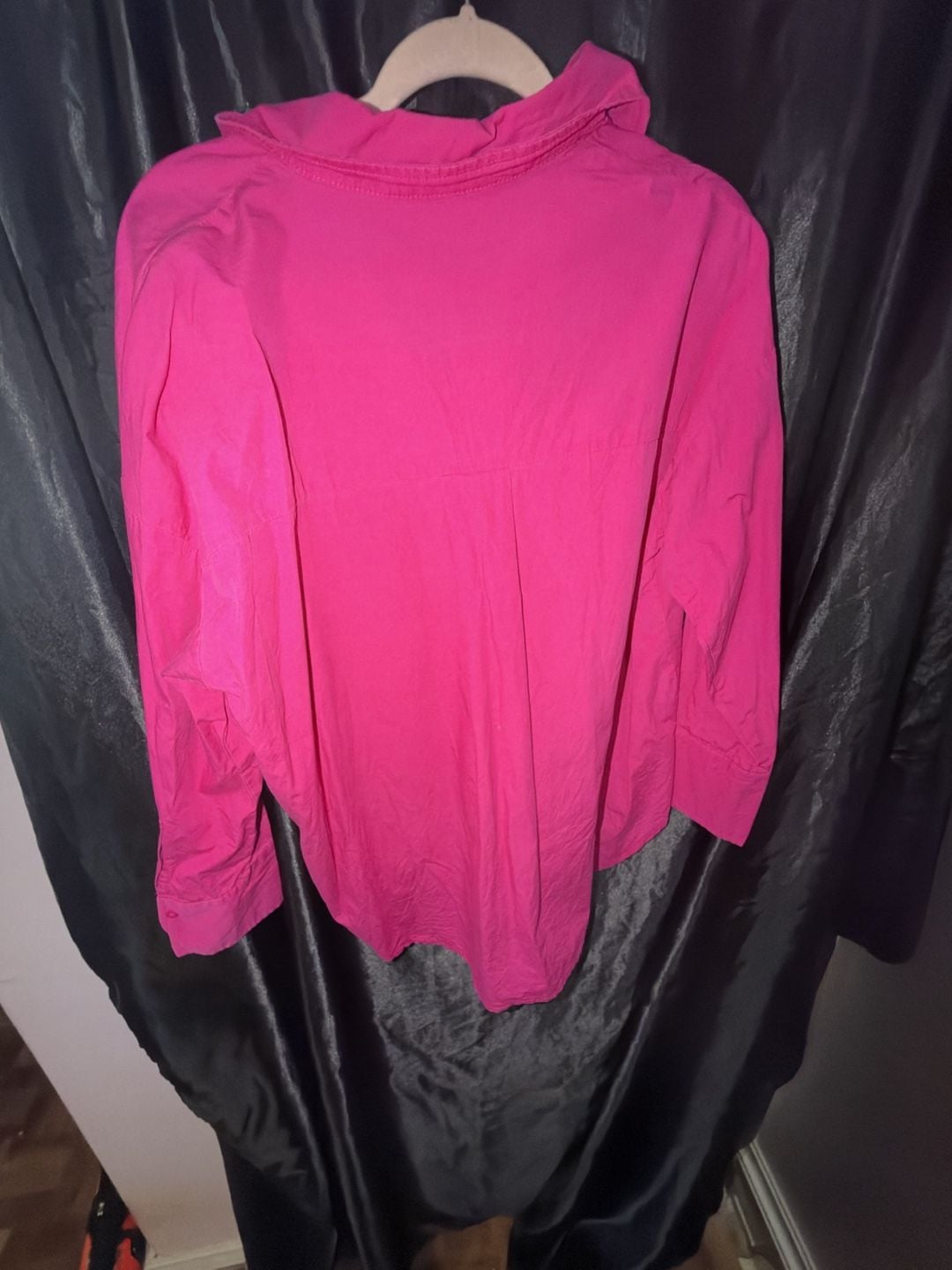 Tea & Cup Long Sleeve Button Down Shirt Size M Hot Pink 7