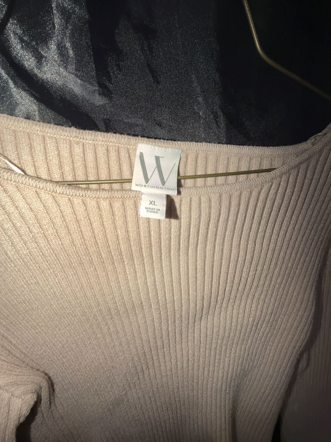 Worthington Ribbed Sweater Size XL Beige Long Sleeve Boat Neck 3