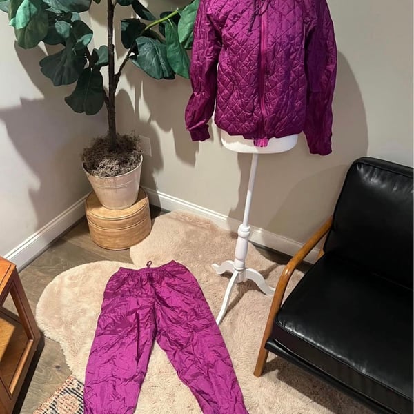 Saddlebred Tracksuit Set Size S And M Purple Quilted Nylon Windbreaker
