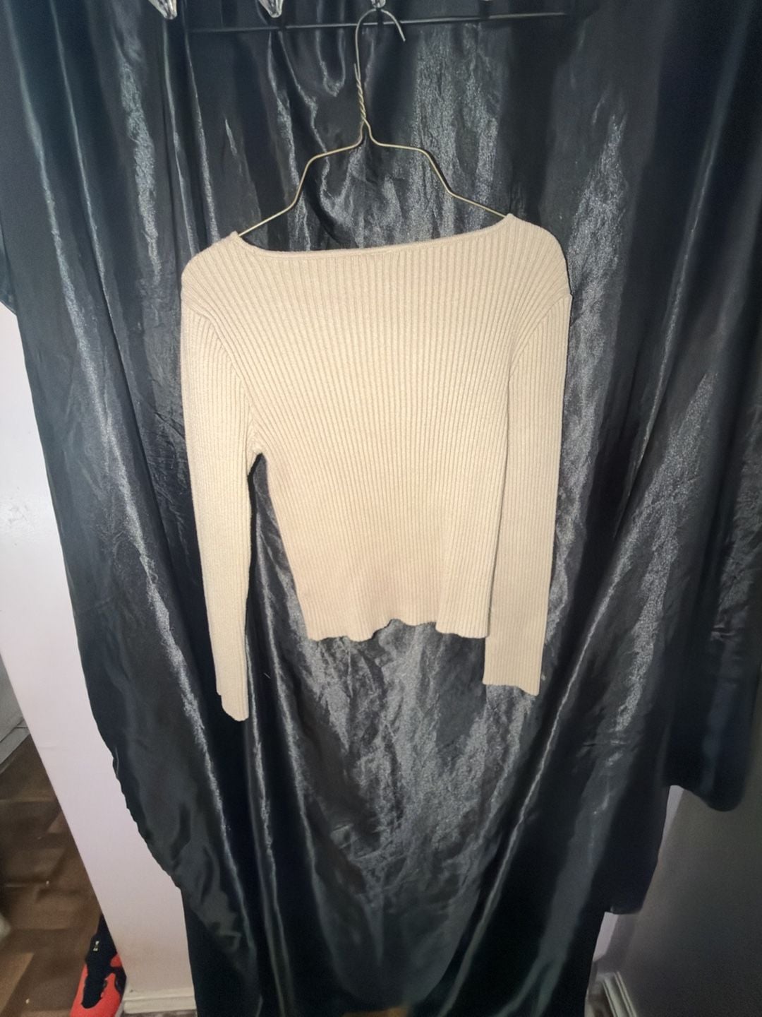Worthington Ribbed Sweater Size XL Beige Long Sleeve Boat Neck 4