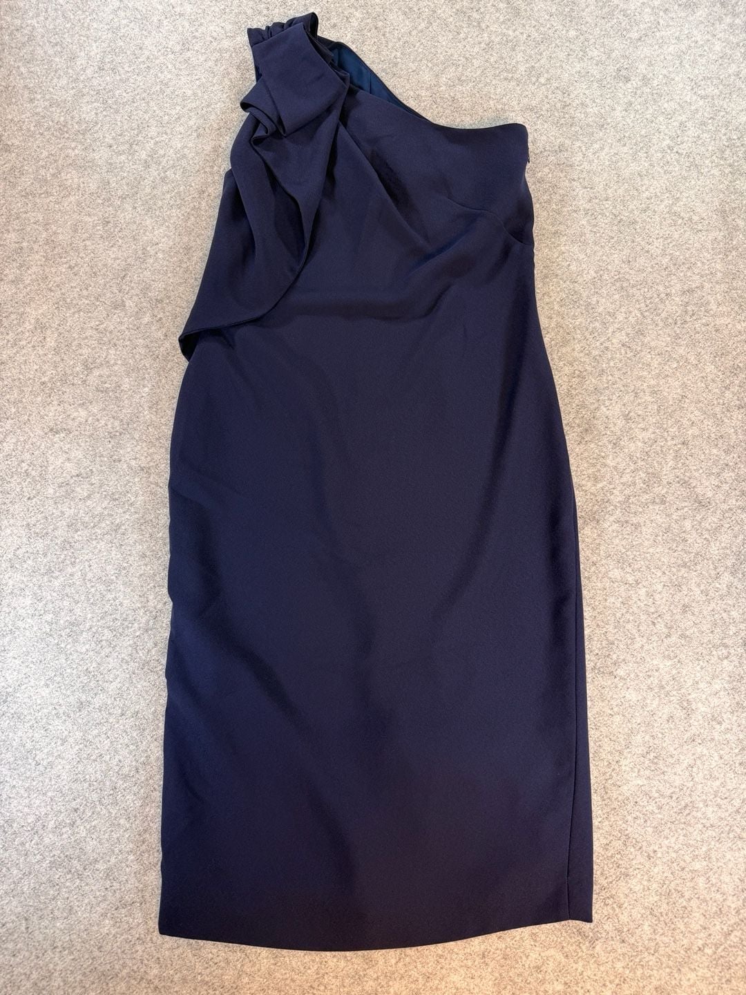 Banana Republic One-Shoulder Dress Size 2 Tall Navy Blue Ruffle Cocktail 2