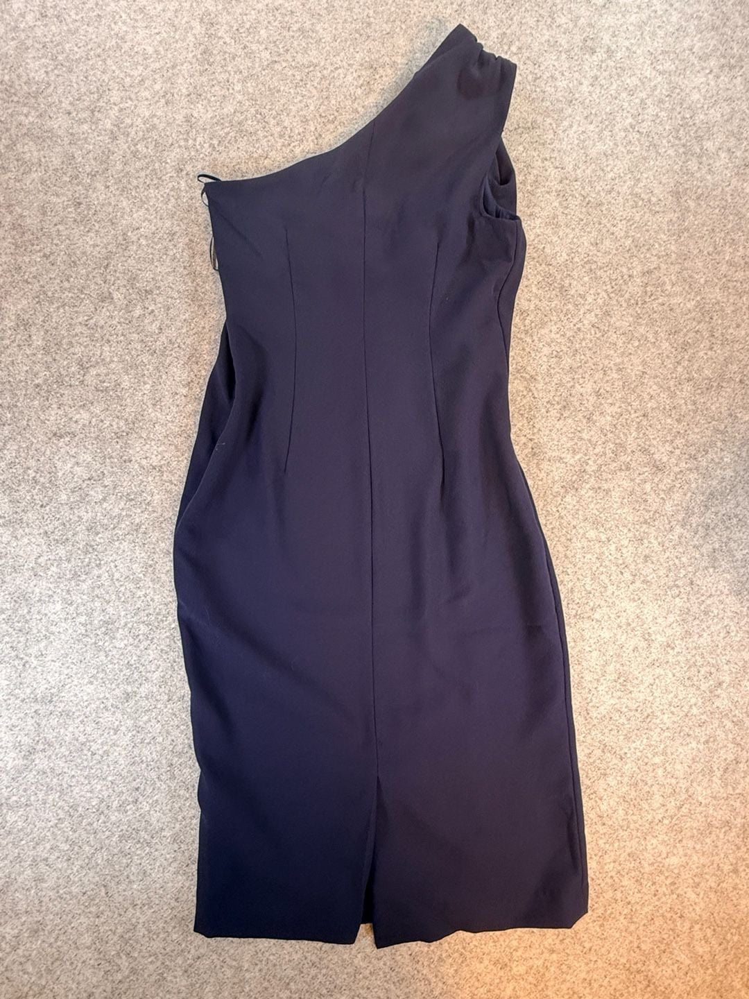 Banana Republic One-Shoulder Dress Size 2 Tall Navy Blue Ruffle Cocktail 5