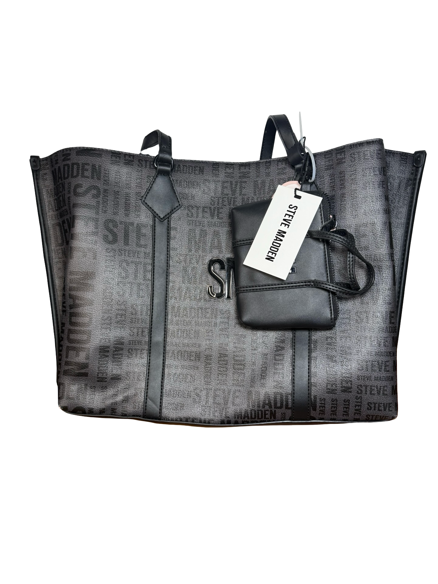 Steve Madden Monogram Tote Bag Black 8