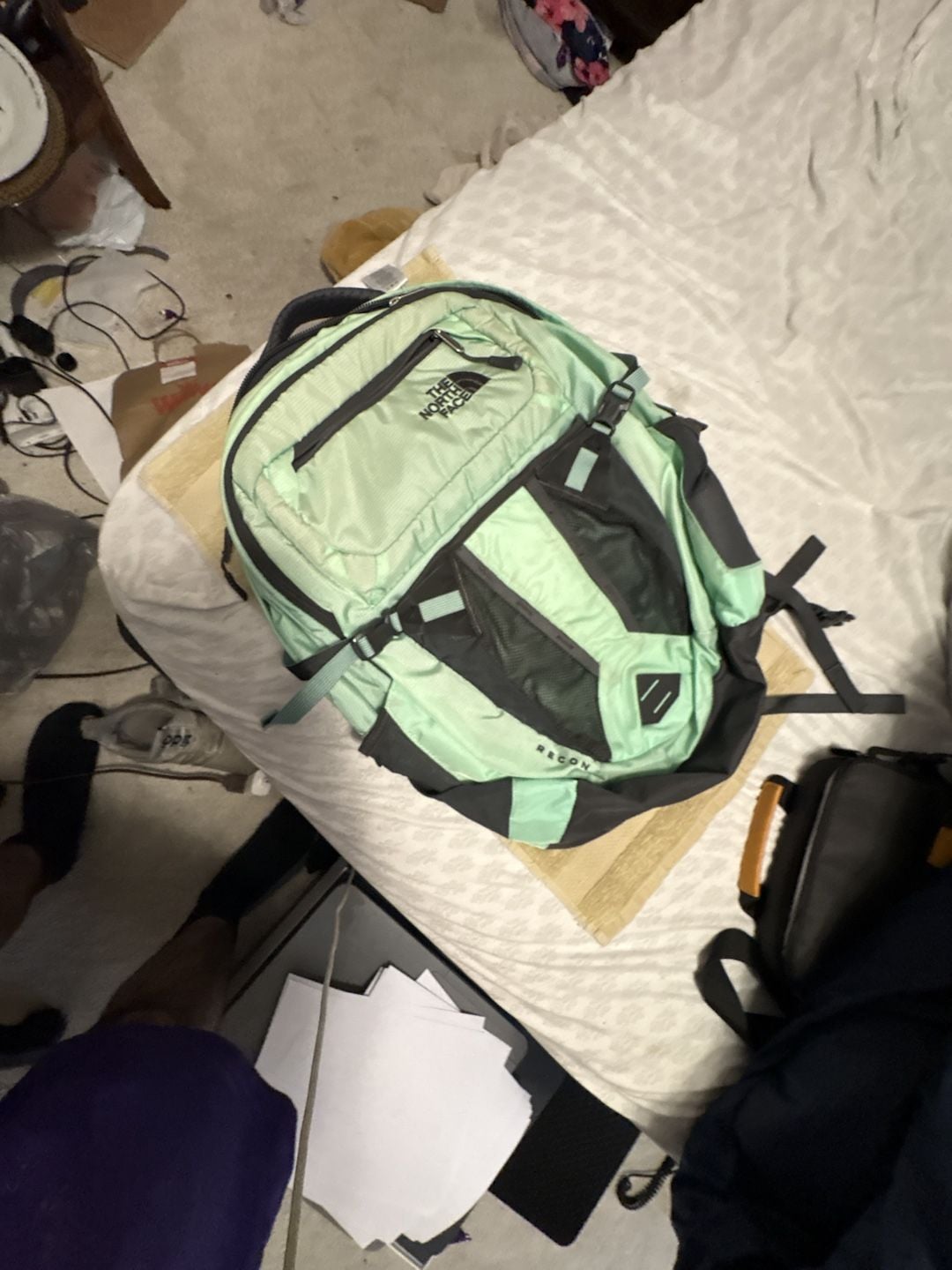 The North Face Recon Backpack Green Grey Laptop Bookbag 2