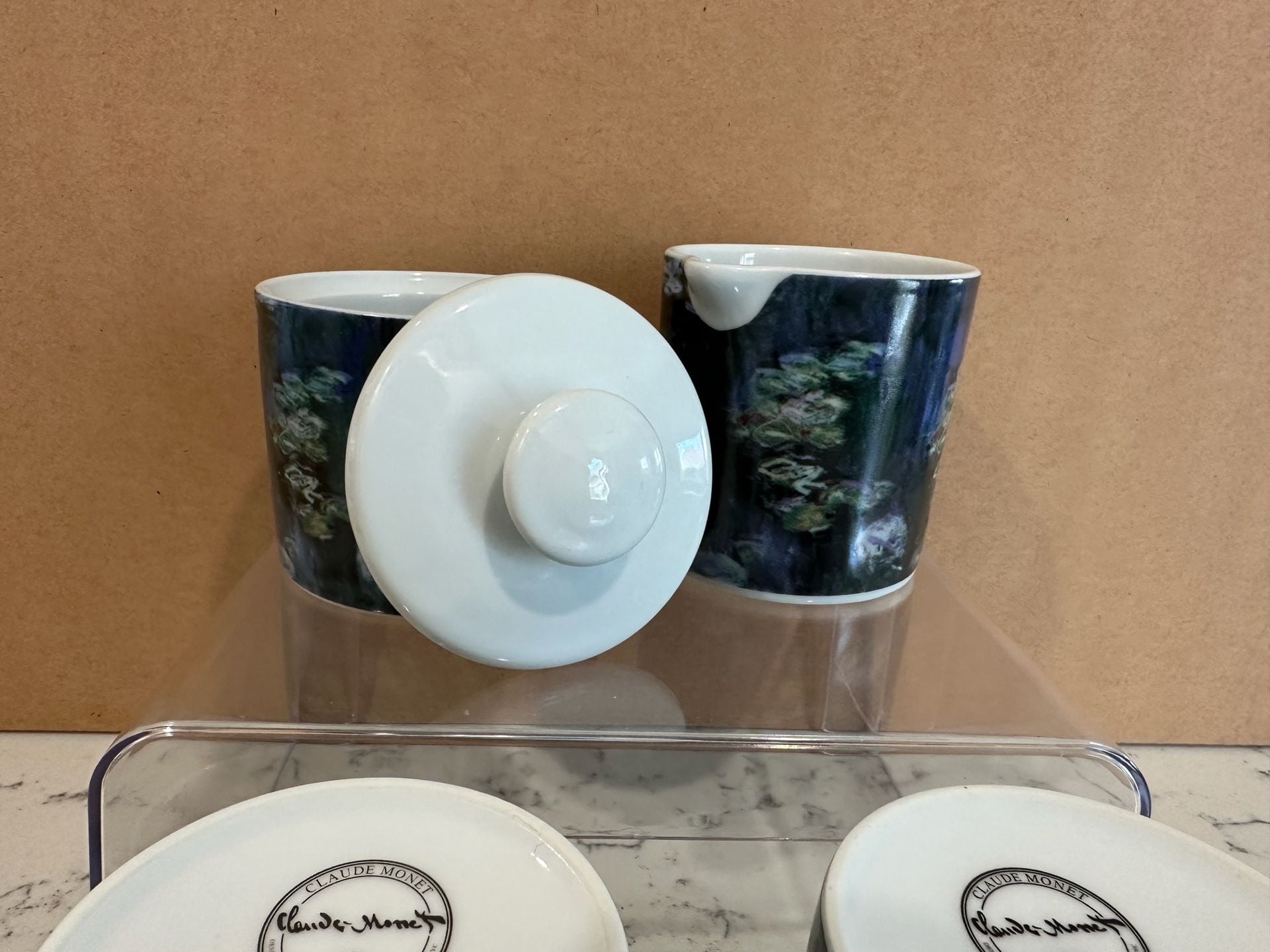 Claude Monet Water Lilies Porcelain Tea Set of 7 cups with Sugar Bowl and Creamer, 3