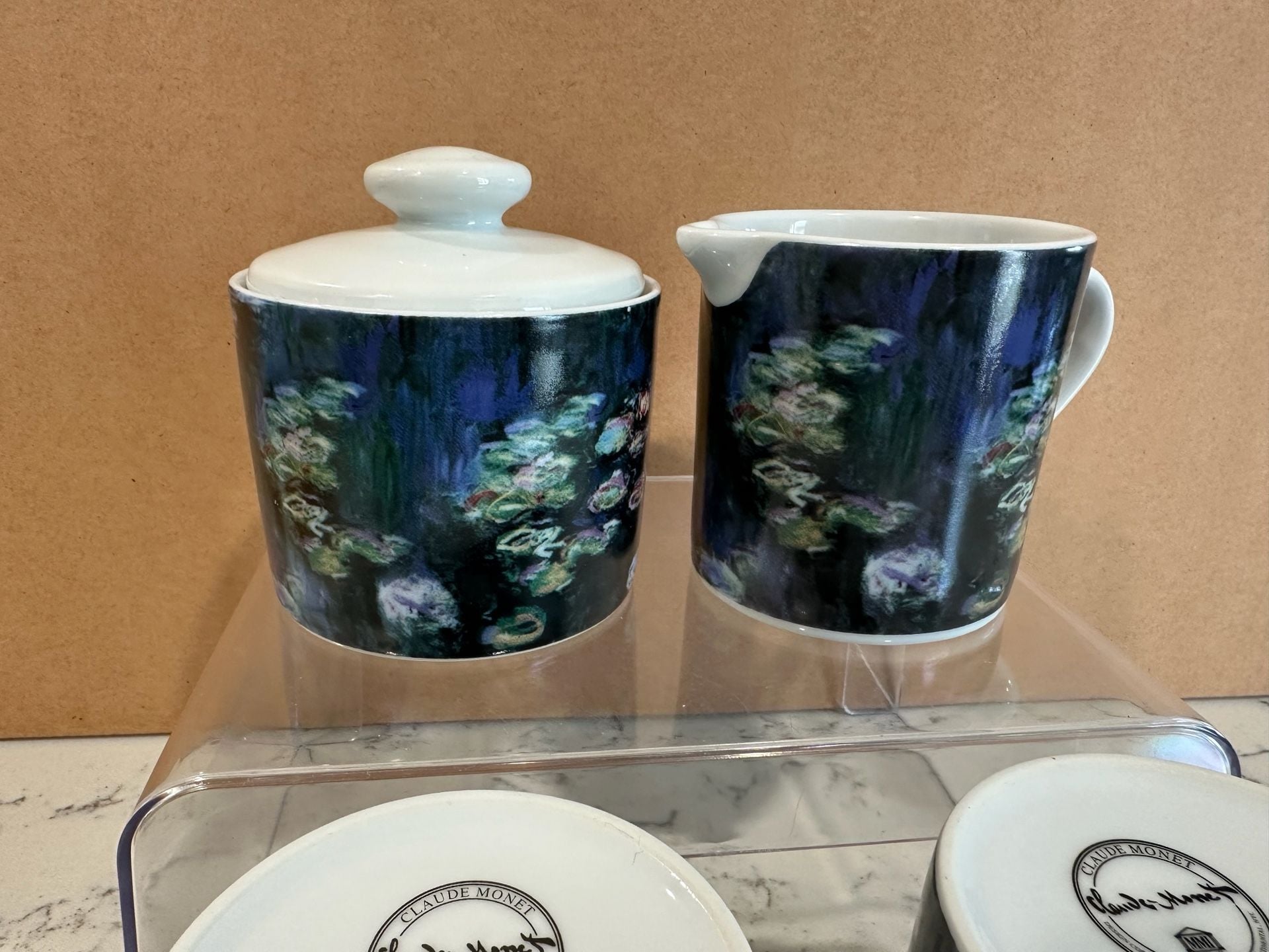 Claude Monet Water Lilies Porcelain Tea Set of 7 cups with Sugar Bowl and Creamer, 4