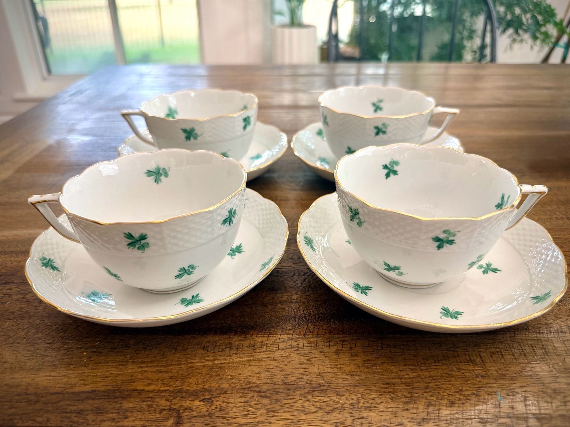 Herend Parsley Green Tea Cup And Saucer Set Of 4 7