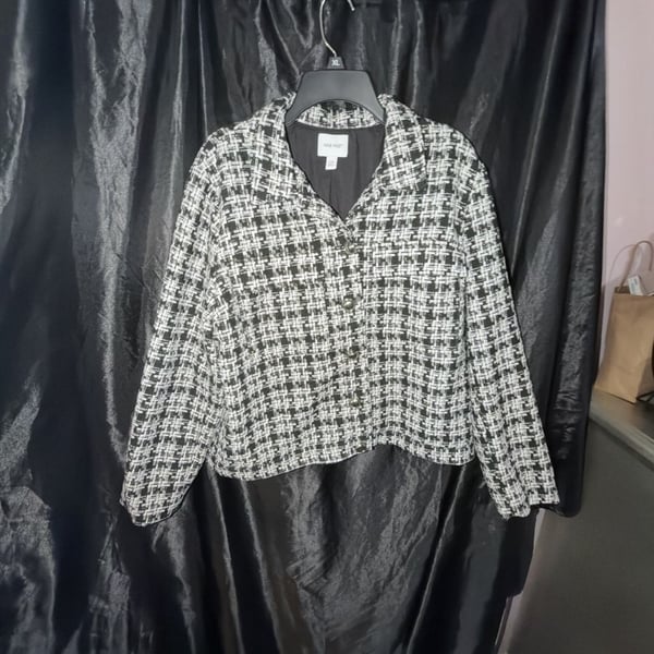 Nine West Tweed Cropped Jacket Size XXL Black White