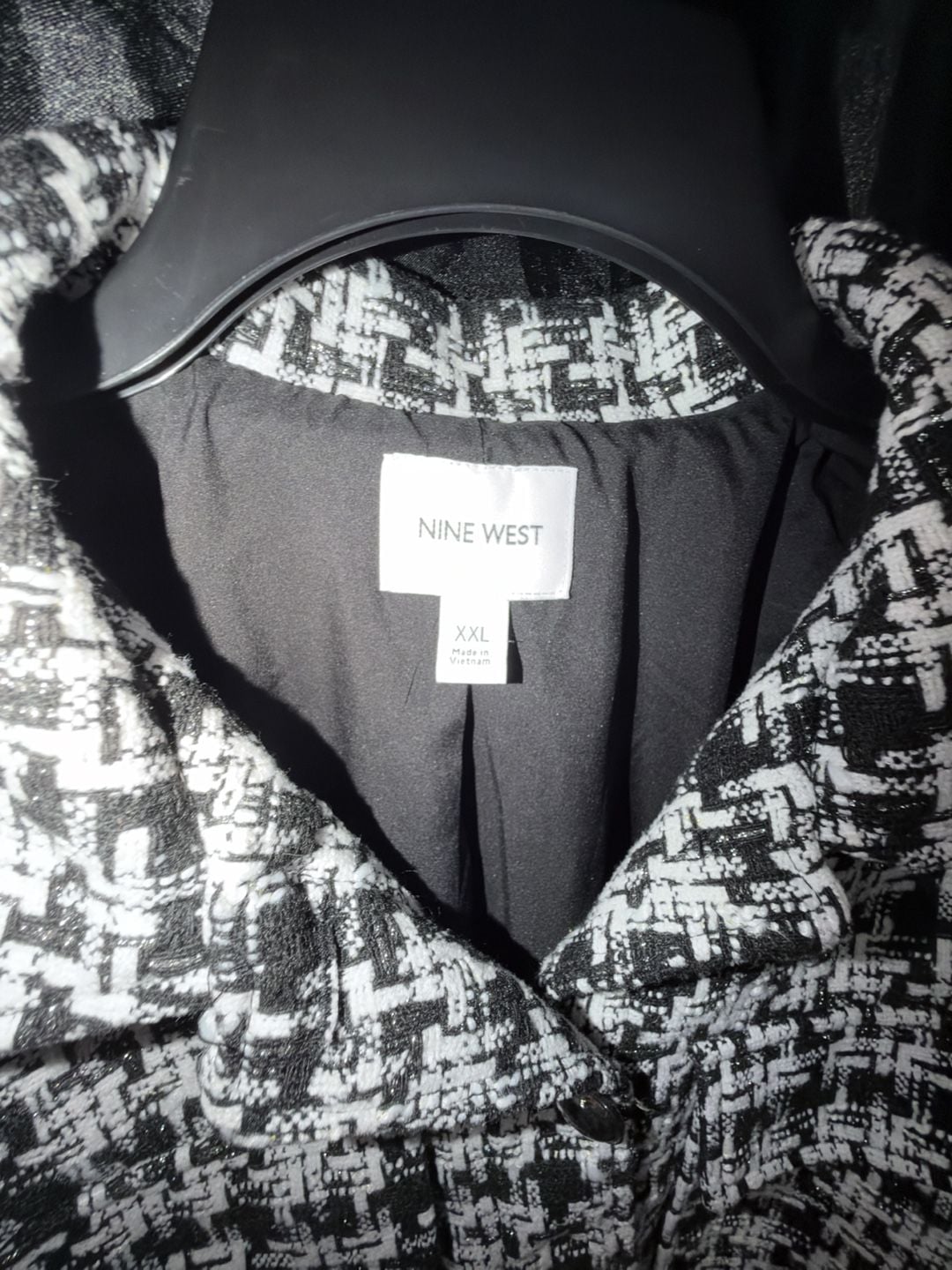 Nine West Tweed Cropped Jacket Size XXL Black White 4