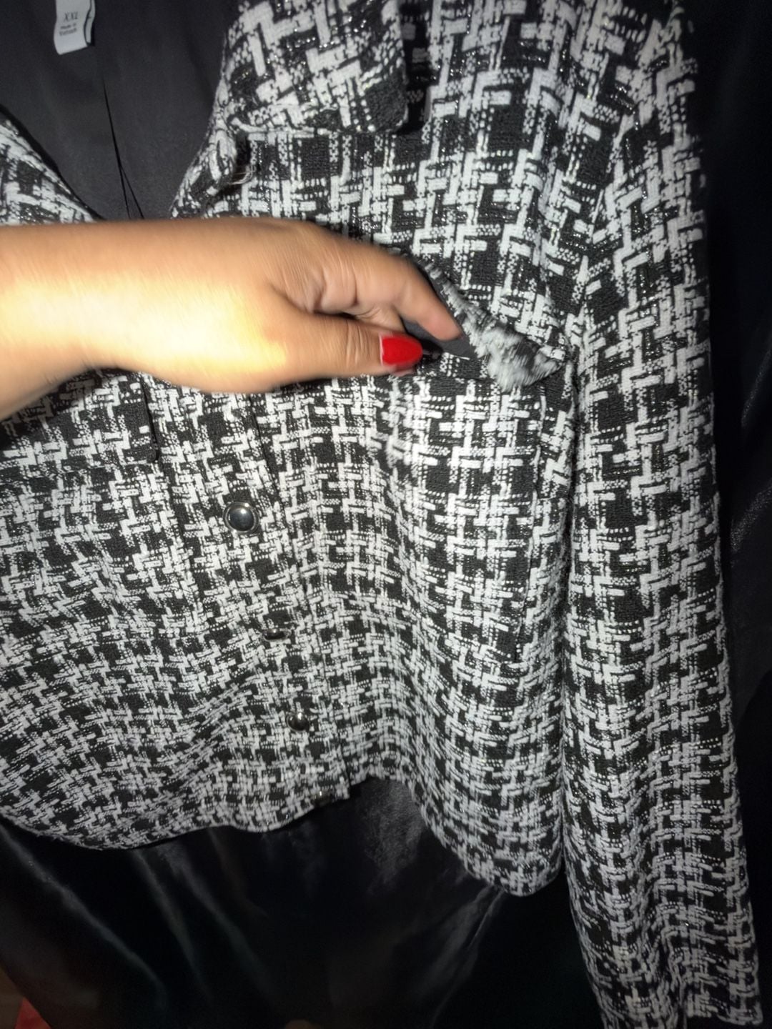 Nine West Tweed Cropped Jacket Size XXL Black White 8