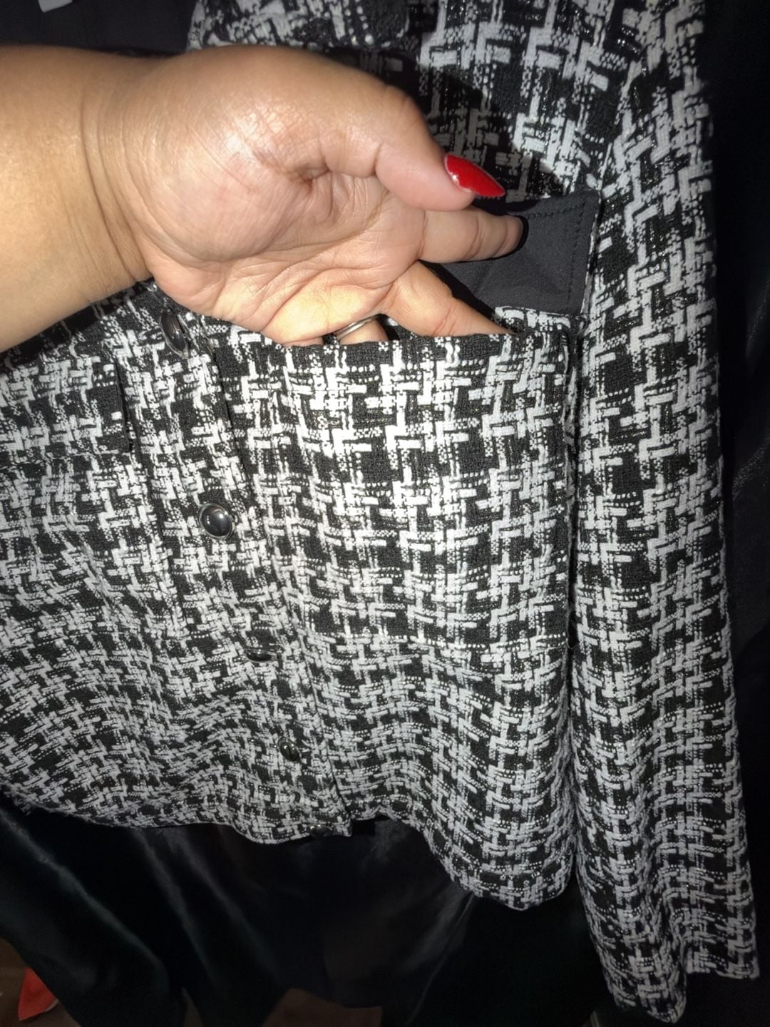 Nine West Tweed Cropped Jacket Size XXL Black White 9