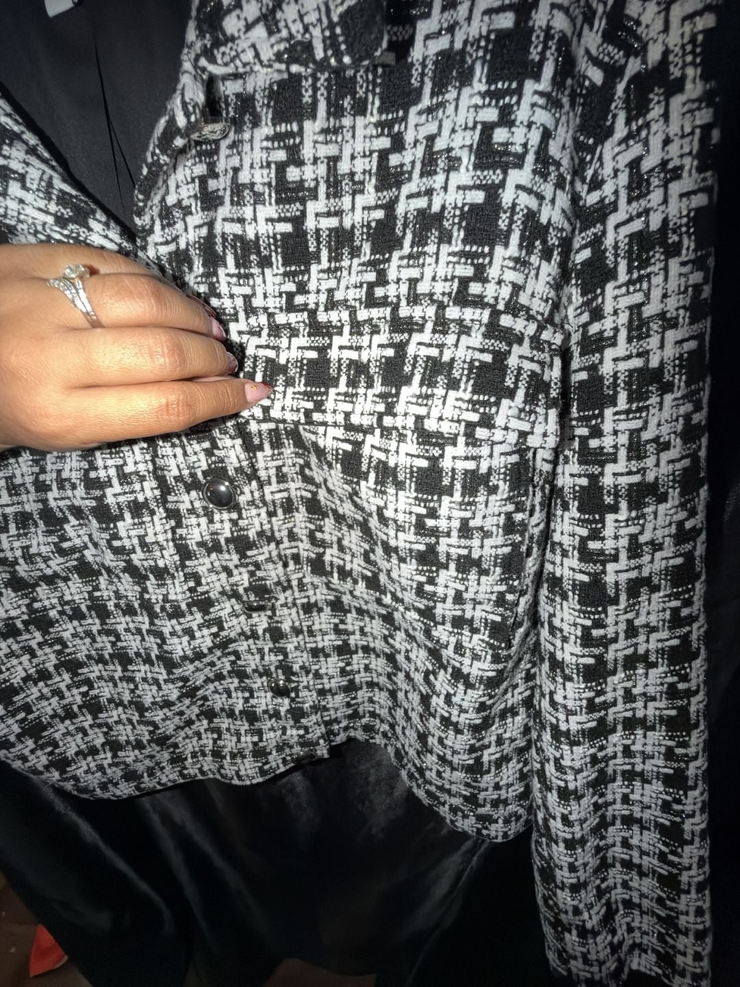 Nine West Tweed Cropped Jacket Size XXL Black White 10
