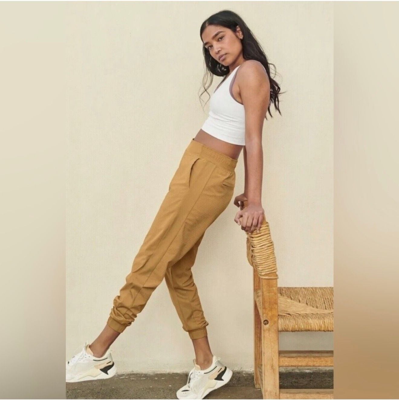 Athleta Textured Brooklyn Joggers Mustard Yellow 2