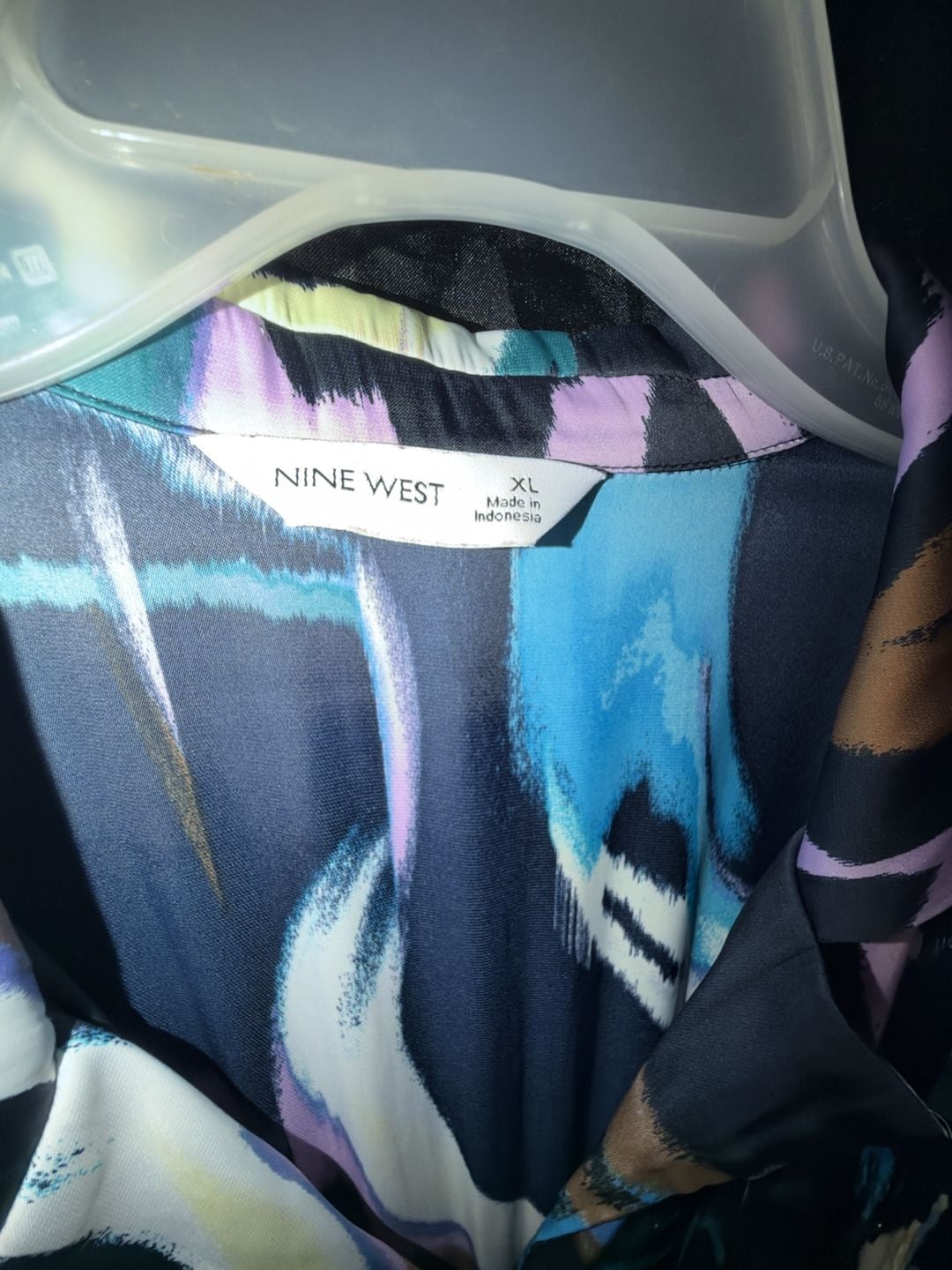 Nine West Midi Shirt Dress Size XL Multi-Color Abstract Satin 3