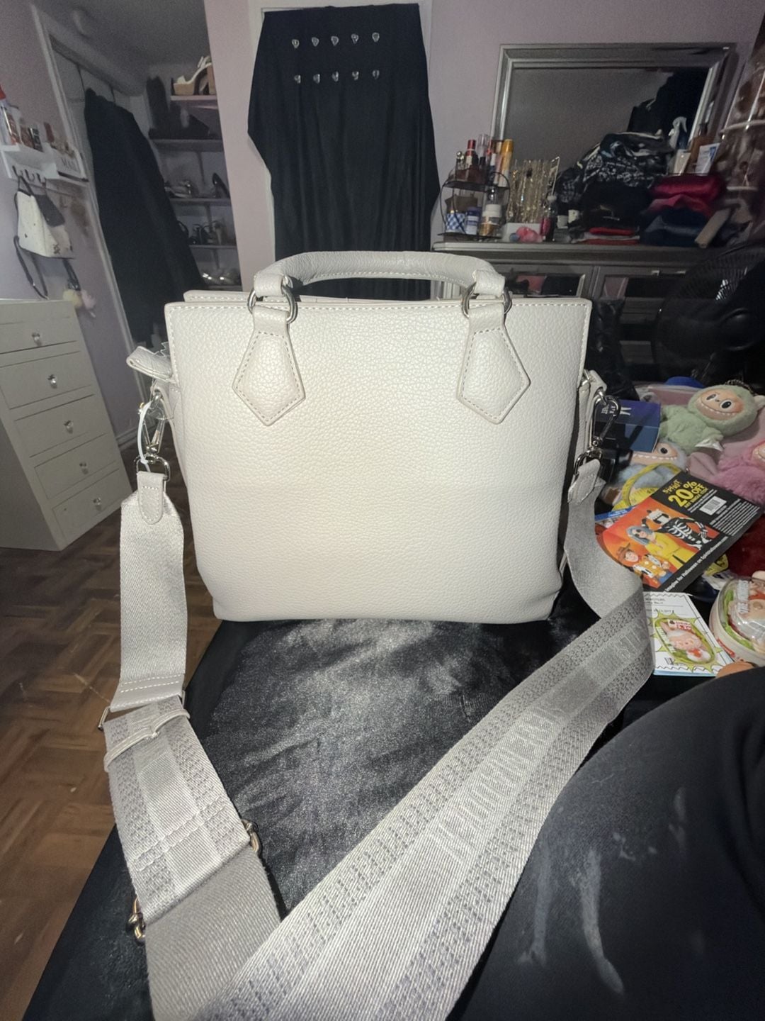 Steve Madden Blivonia Small Crossbody Bag Grey Pebbled Faux Leather 9