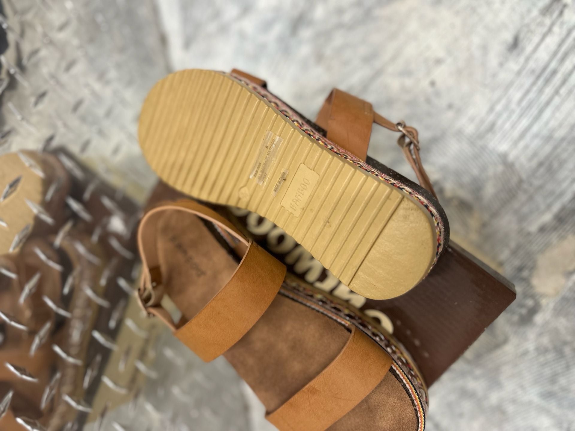 Outwoods Women’s Bork-30 Sandals;Brown Studded Platforms  7