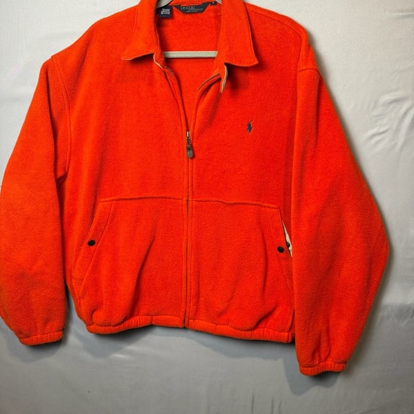 Vintage 1990s Polo by Ralph Lauren Fleece Jacket Orange