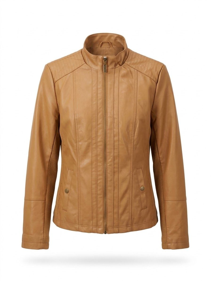 Philosophy Republic Clothing Faux Leather Women’s Jacket Size M Tan 3