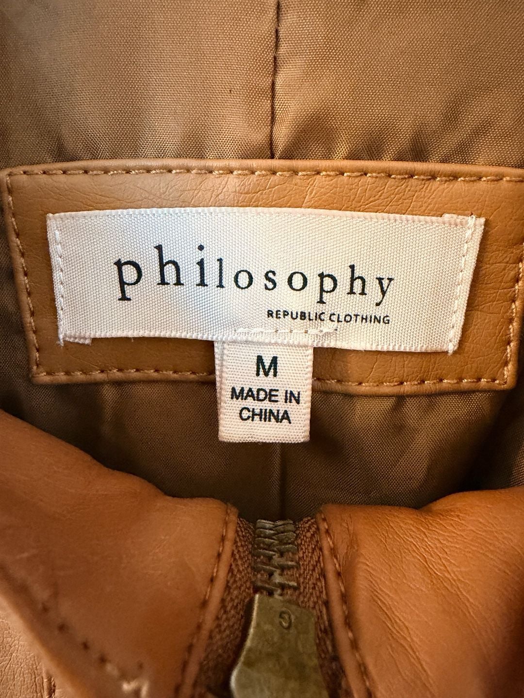 Philosophy Republic Clothing Faux Leather Women’s Jacket Size M Tan 5