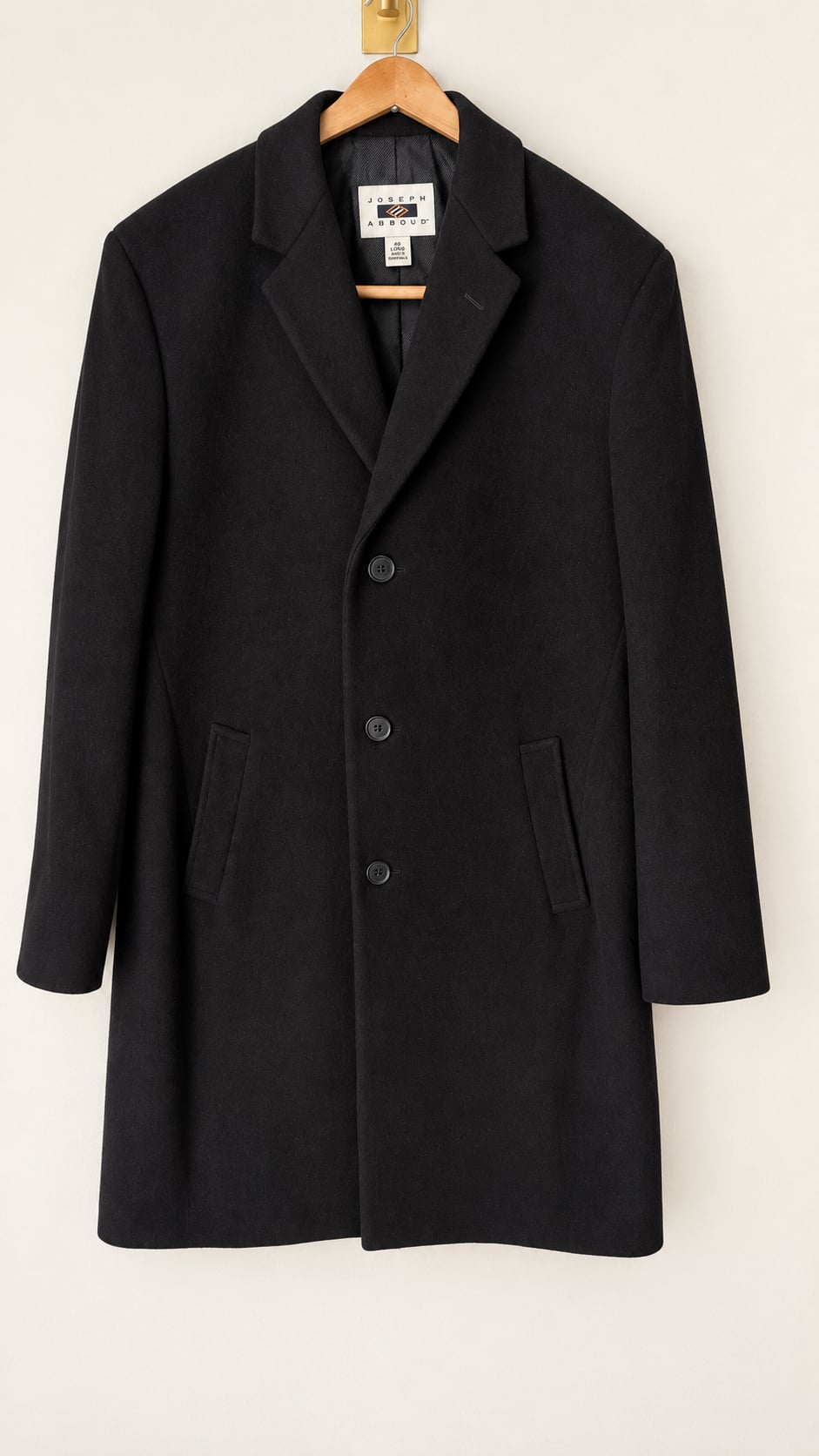 Joseph Abboud Wool Blend Overcoat Size 40 Long Black 2