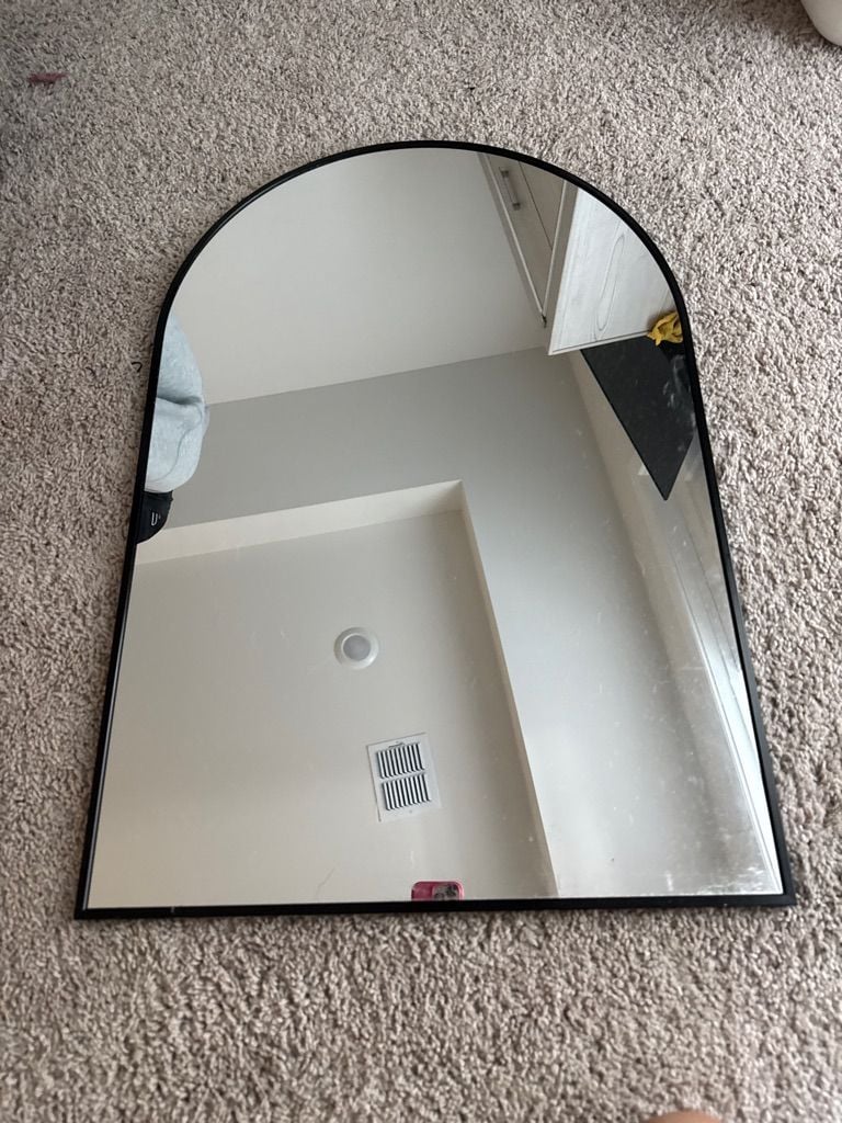 Black Arched Wall Mirror Metal Framed 1