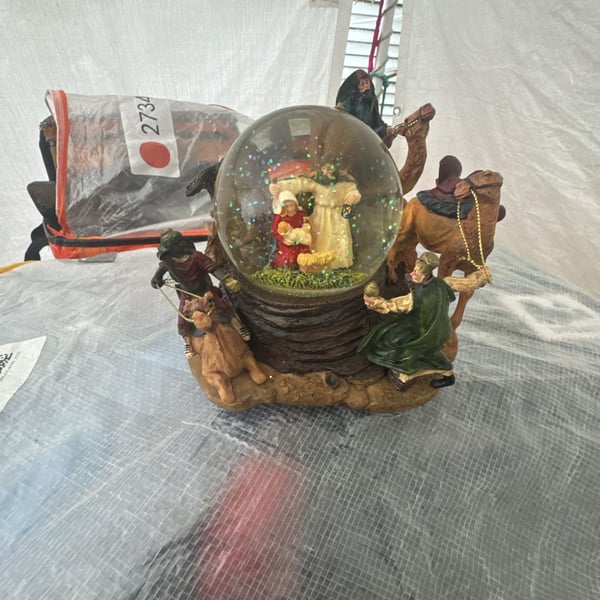 Nativity Scene Christmas Musical Water Globe with Three Kings and Camels