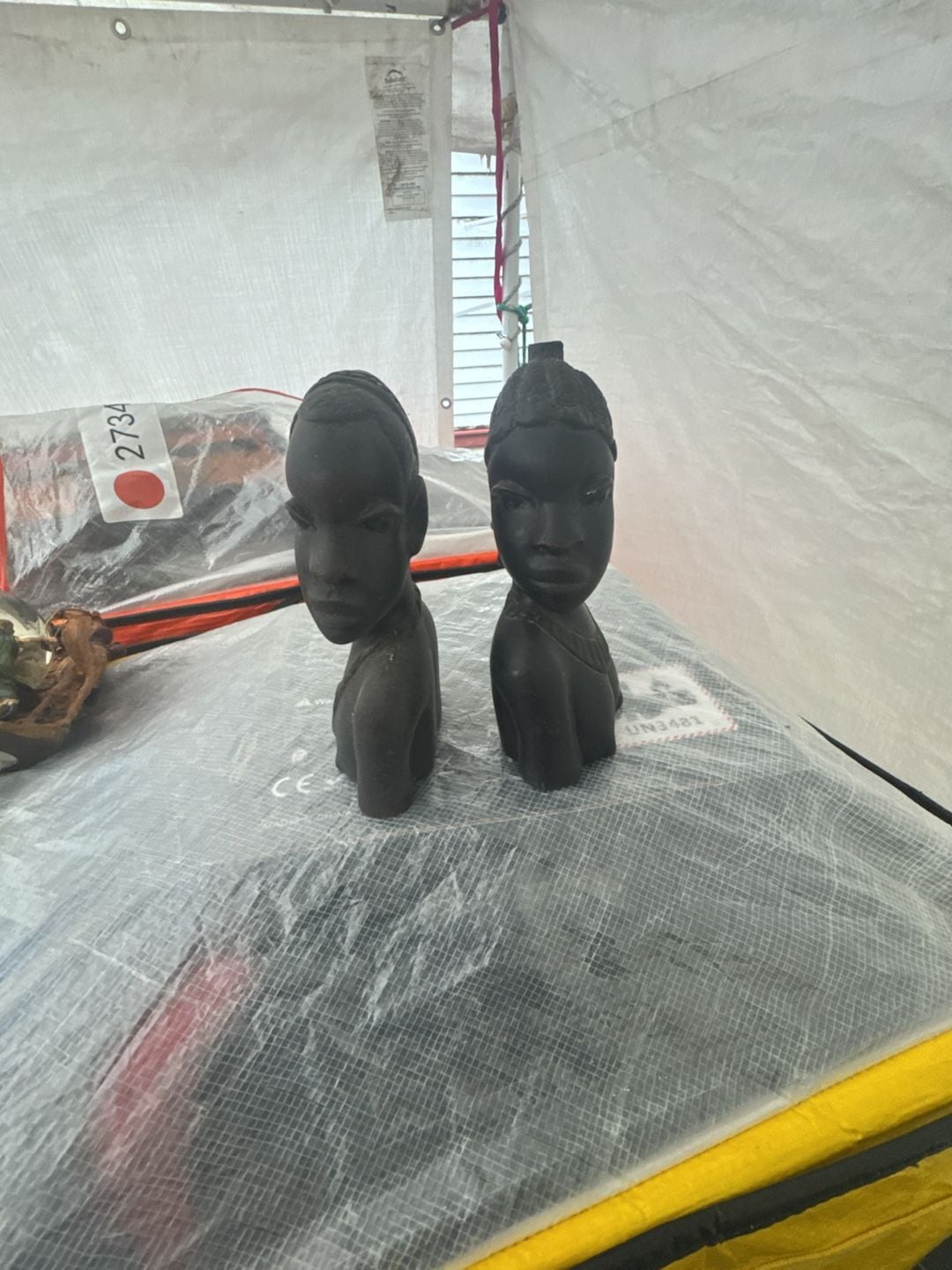 Vintage Hand Carved Wooden African Tribal Woman Bust Sculpture Pair 3