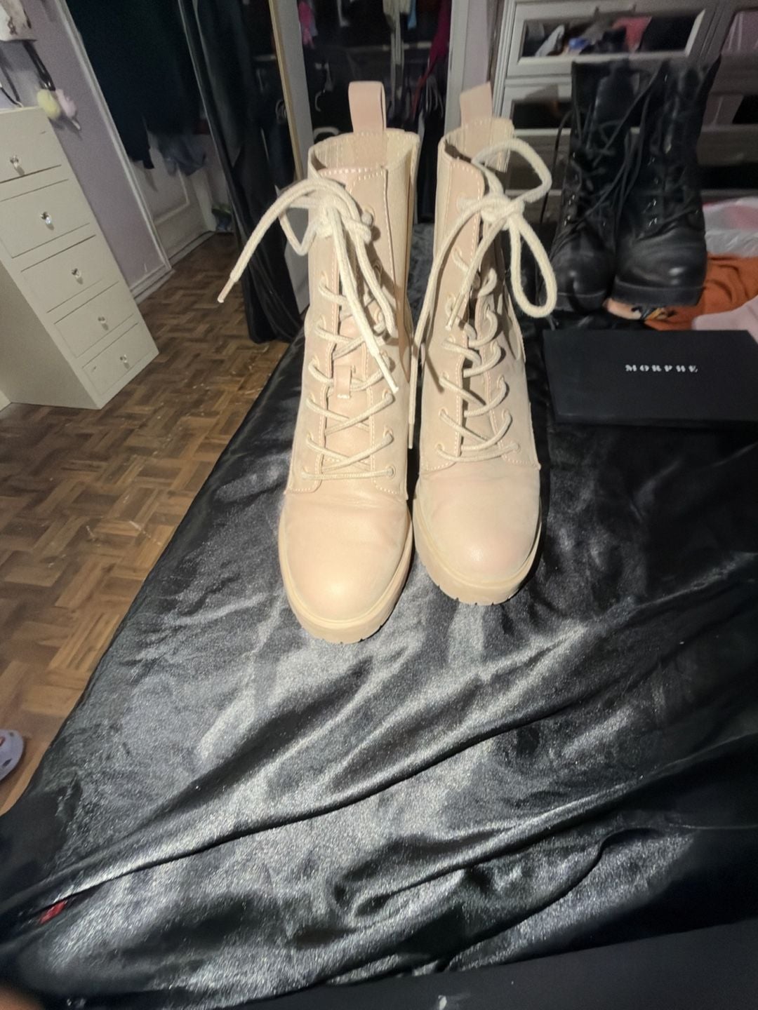 Buy Mia Daryl Platform Combat Boot - Stone Brus At 46% Off 4