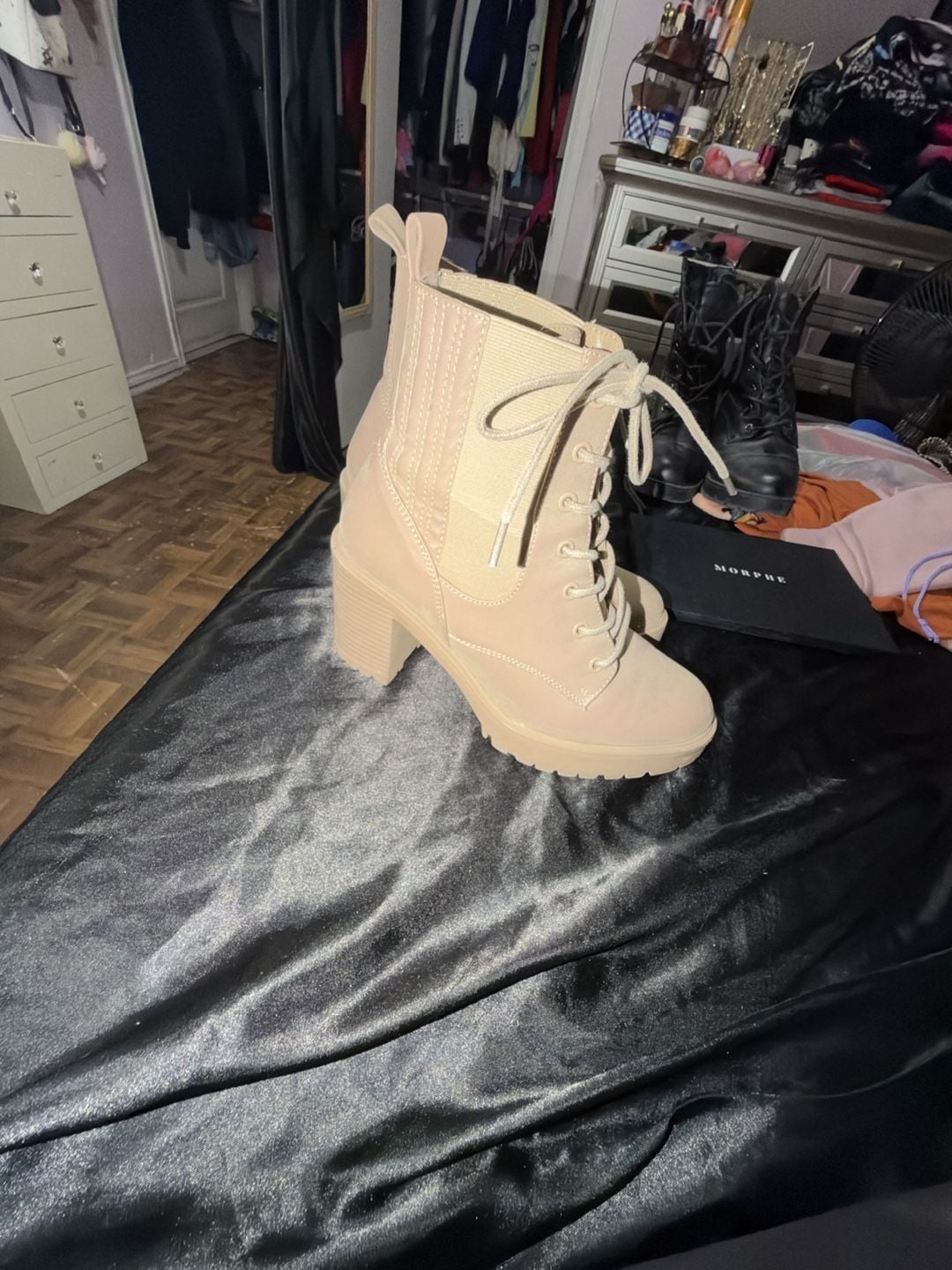 Buy Mia Daryl Platform Combat Boot - Stone Brus At 46% Off 5
