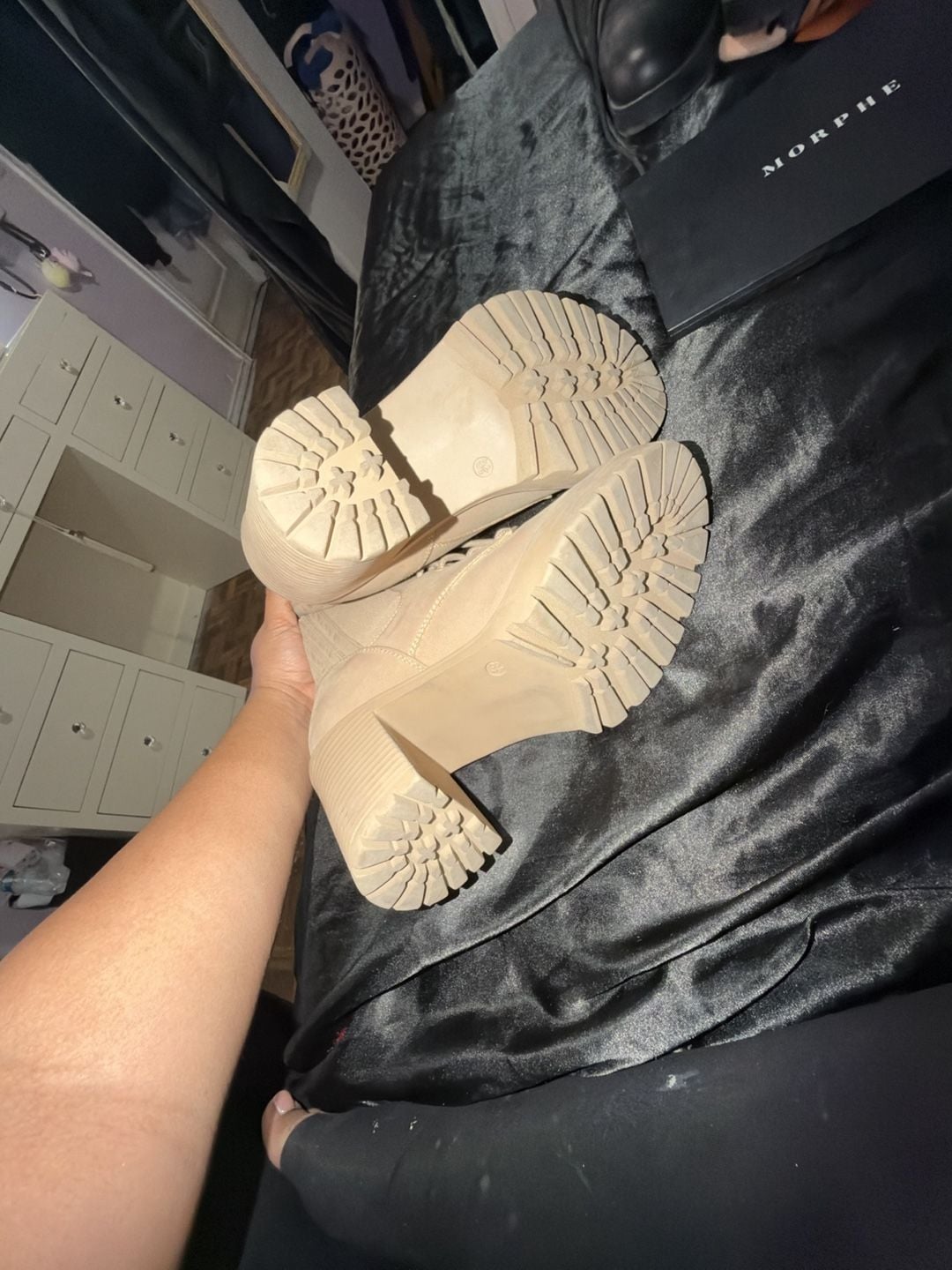 Buy Mia Daryl Platform Combat Boot - Stone Brus At 46% Off 7
