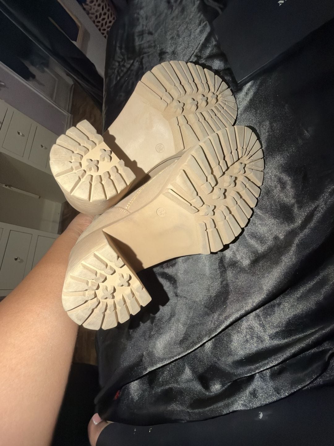 Buy Mia Daryl Platform Combat Boot - Stone Brus At 46% Off 9