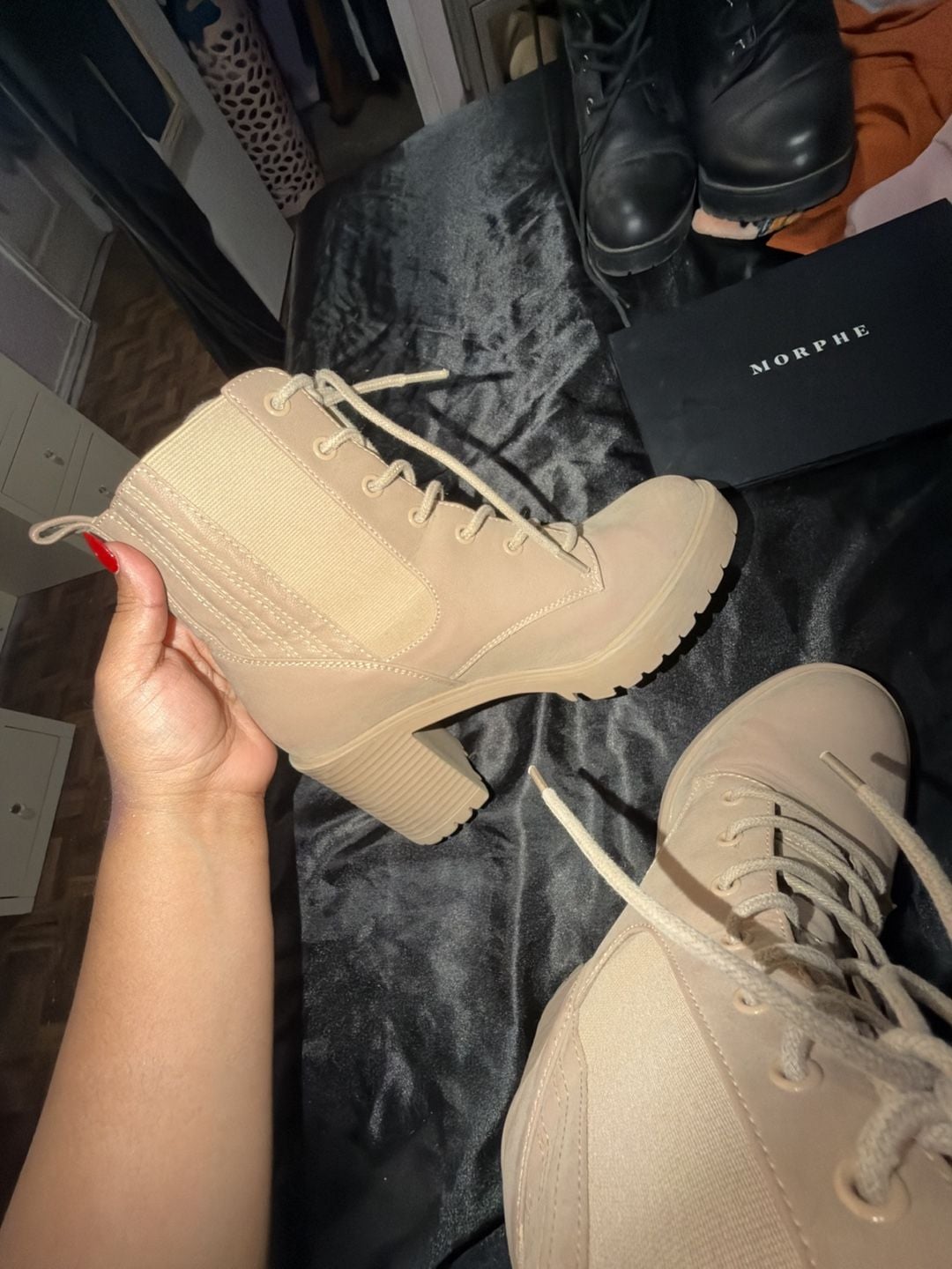 Buy Mia Daryl Platform Combat Boot - Stone Brus At 46% Off 10