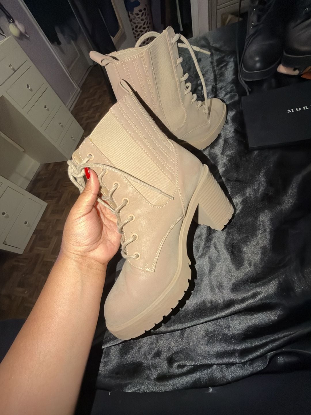 Buy Mia Daryl Platform Combat Boot - Stone Brus At 46% Off 11