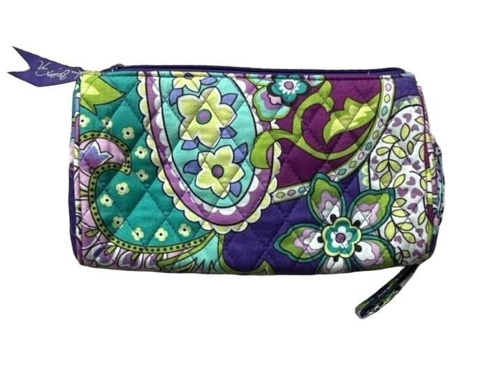 Vera Bradley Pushlock Wristlet Heather Paisley Quilted Purple Wallet 4
