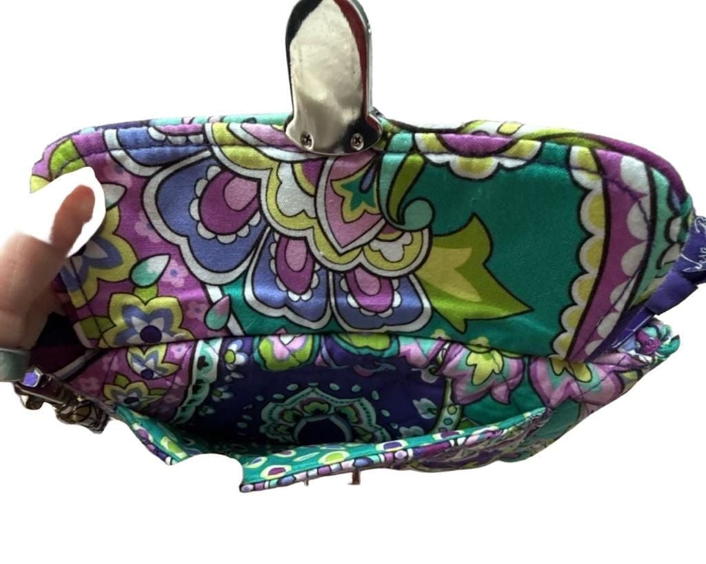Vera Bradley Pushlock Wristlet Heather Paisley Quilted Purple Wallet 6